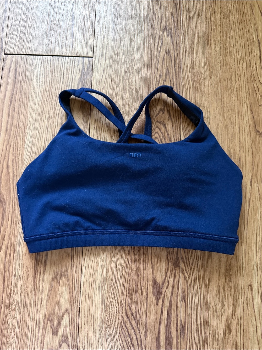 Fleo Navy Cross-Back Sports Bra